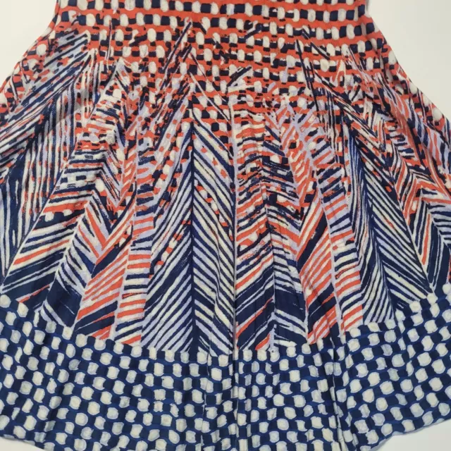 Nic + Zoe Fiore Print  Fit & Flare Knit Sleeveless Red White Blue Twirl Dress XL 2