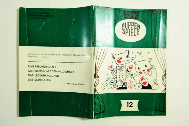 ZFK Puppenspiele Heft von M.Krähner 1977 Puppen Spiel - Die Füchsin Heft 12 /B3