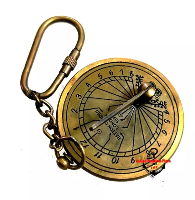 Solid Brass Sundial Key Chain & ANTIQUE Finish Sundial Key Chain – Brass Pocket