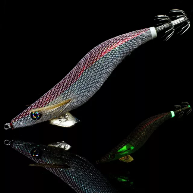 RUI SQUID JIG Y.E.S REVENGE Clear White UV RED FOIL BACK  GLOW RATTLE SIZE 3.5