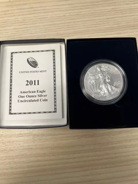 2011-W American Silver Eagle Burnished 1 oz .999 US Mint Coin OGP Box & COA Q3K1