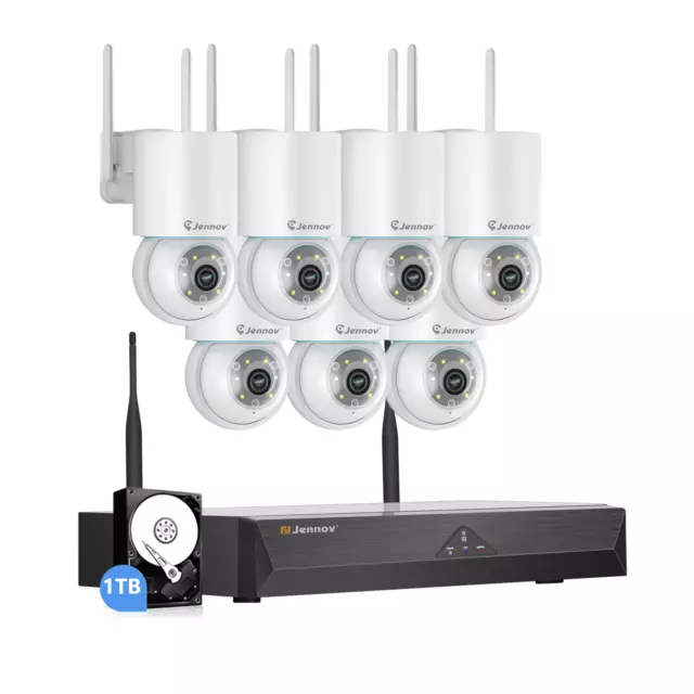 Jennov H.265+ 5MP PTZ Dome Security Camera System Wireless WiFi Night Vision Lot