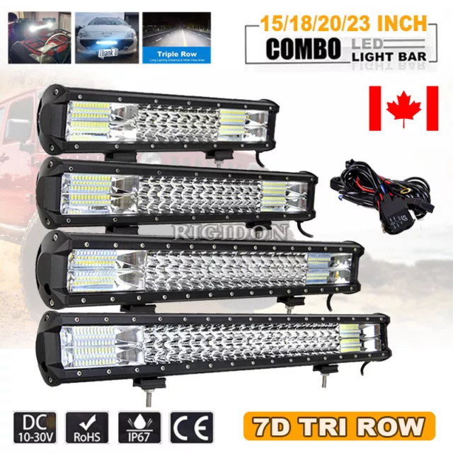 3 Rows LED Work Light Bar 15 18 20 23inch Flood Spot Combo Offroad SUV 4x4 ATV