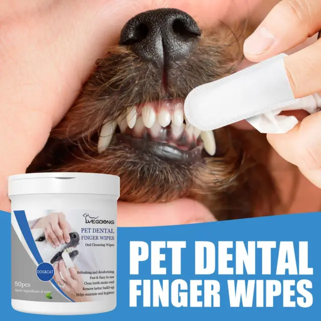 50 piezas/caja perro gato cachorro dental limpieza dental cuidado limpieza húmedo limpieza