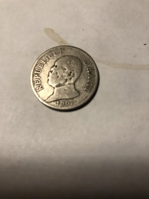 1907 Haiti 20 Centimes Foreign Coin