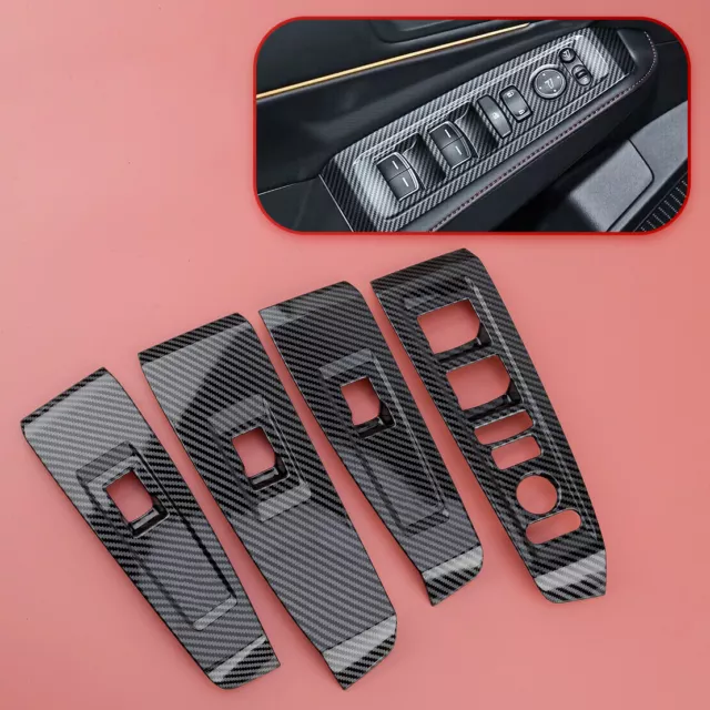 Carbon Fiber Style Interior Door Window Switch Cover Trim Fit For Honda Accord