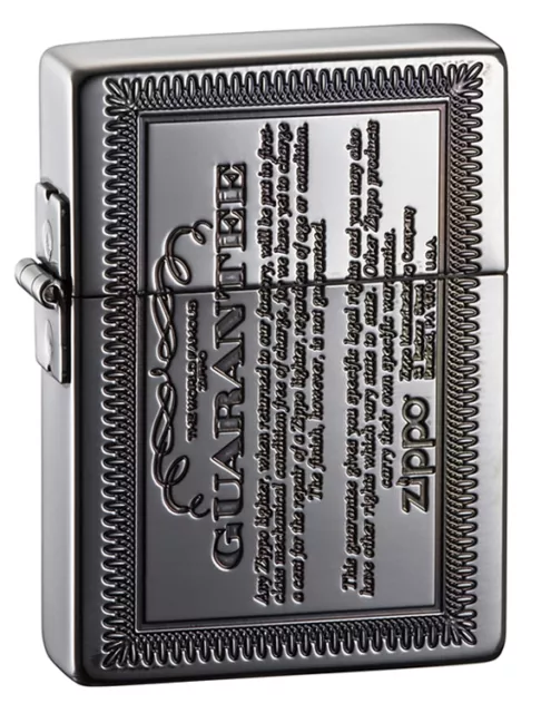Zippo 1935 Replica Guarantee Card Design Antique Silver Plating Etching Japan
