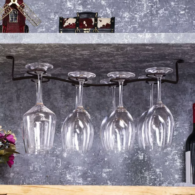 HG Household Wine Glass Rack Stemware Hanging Organizer Stand Holder Kitchen SL