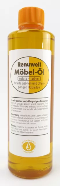 Möbel-Öl 500ml Renuwell farblos natura für geölte + offenporige Holzarten NEU