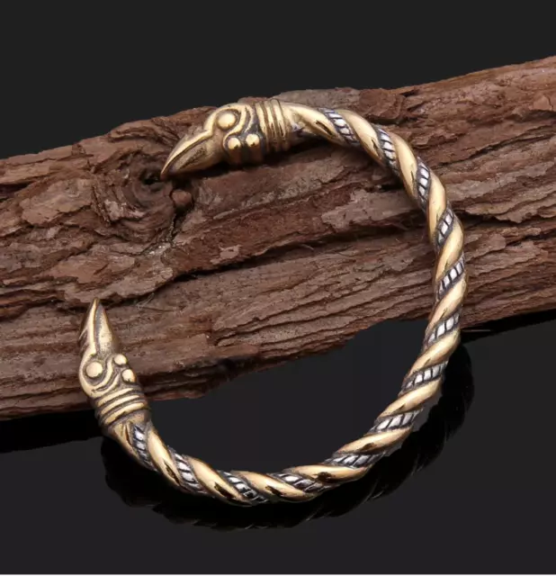 Odins Ravens Viking Bracelet | Norse Raven Torc | Norse Armring | Viking Jewelry