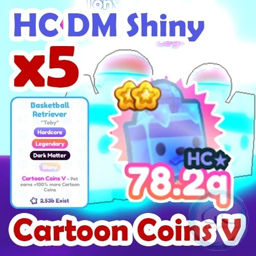x5 Cartoon Coins V - Shiny - Hard Core - Dark Matter - Basketball Retriever