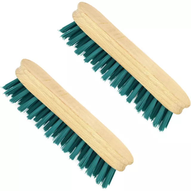 2 x Wooden Hand Scrubbing Brush with Stiff Bristles Multipurpose Long-Lasting