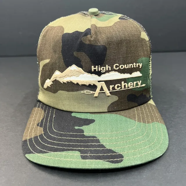 Vintage High Country Archery Camo SnapBack Trucker Hat Made In USA L / X-Large