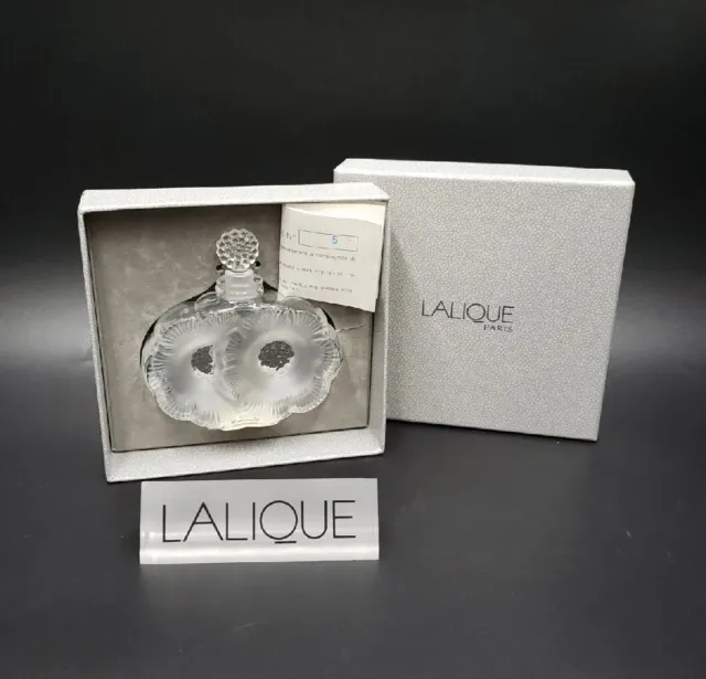 Lalique France TWO FLOWERS Perfume Bottle & Stopper(s) NEW IN BOX