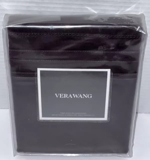 New Vera Wang 20”x40” King 2 Pillowcases Deux Taies Tres Grand Lit Dark Brown