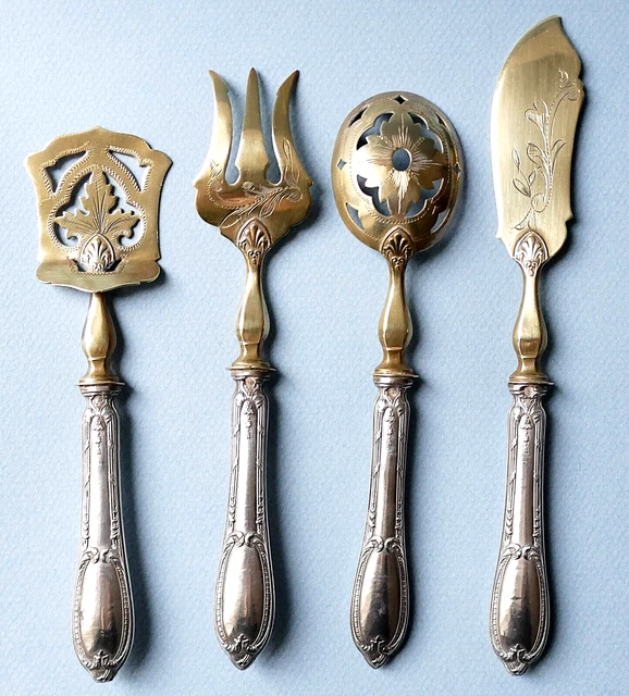 Ancien service à dessert manche en argent minerve XIXème