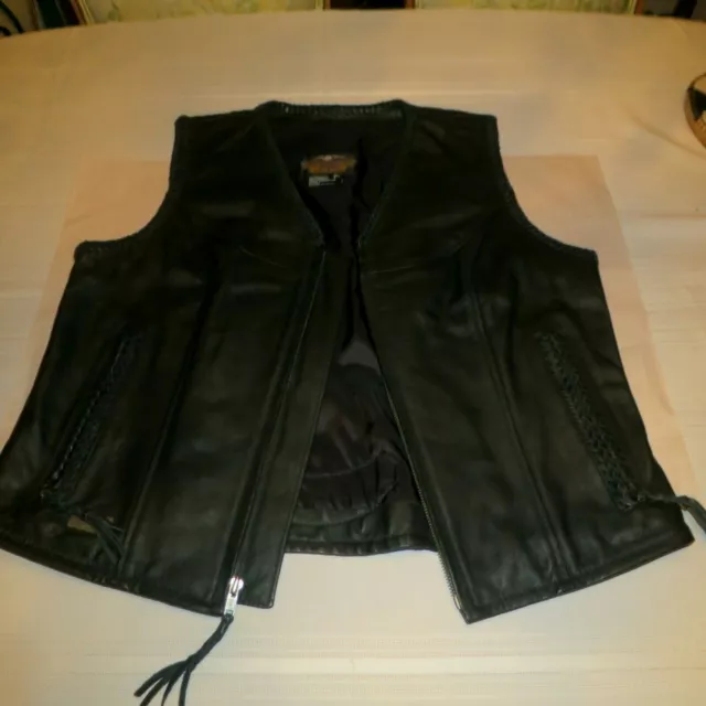 Harley-Davidson Womens Willie G Leather Vest Black L Made In The USA Very Rare