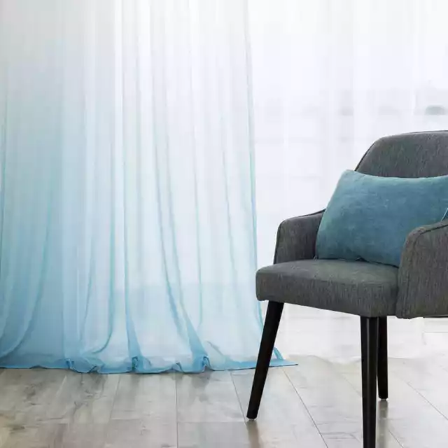 Blue Purple Gradient Color Curtain Tulle Decorative Sheer Curtain for Home Panel