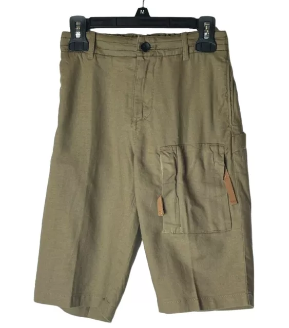 J. Crew Crewcuts Brown Olive Green Cotton Elastic Waist Cargo Shorts Size 8