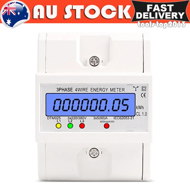 3 Phase 4 Wire Energy Meter Energy Consumption kWh Meter DIN Rail Installation