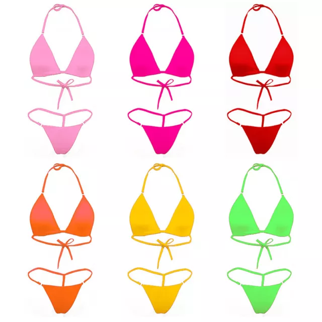 Women Sexy Micro Thong Underwear G-String Bra Set Mini Bikini
