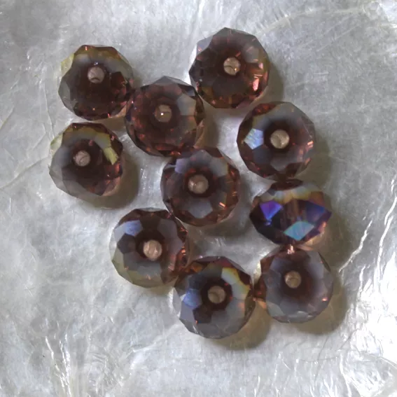 10 CITROUILLES  -  Cristal de Bohême  -  6 X 8 MM  -  AMETHYST AURORE BORÉALE