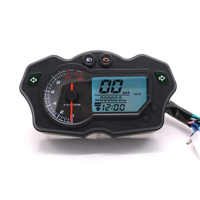 US DC12V Motorcycle LCD Speedometer 7 Colors Tachometer Odometer Gauge Universal