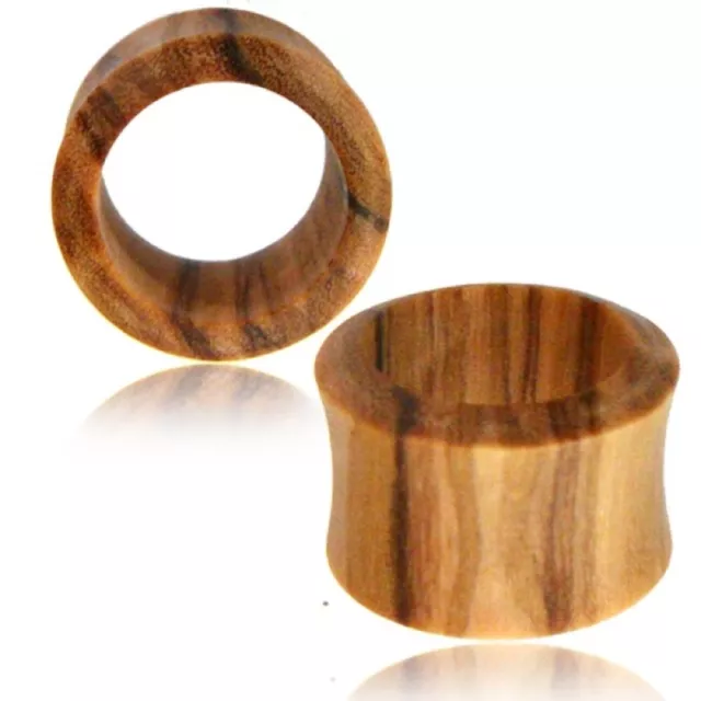 Pair Double Flare Olive Wood Tunnels Plugs Gauges Gauge Tunnel Organic Plug