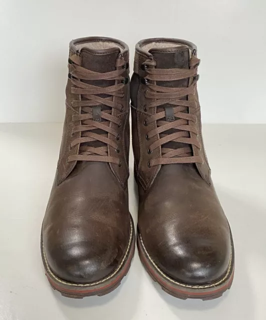 MENS CLARKS BROWN Leather 7 INCH Lace-up Ankle BOOTS Size UK 10 G Great ...