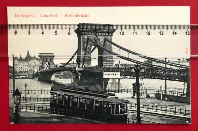 AK BUDAPEST in Ungarn um 1910 Kettenbrücke mit Strassenbahn  ( 85422