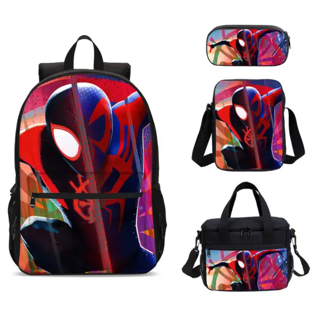 Spiderman Movie Boys Large School Backpack Insulated Lunch Bag Pen Case Set Lot