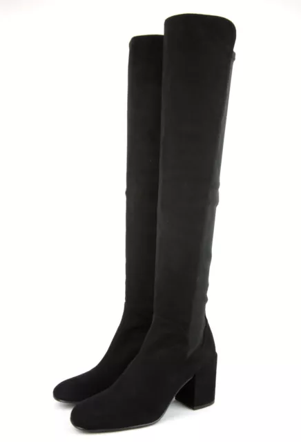 $685 New Stuart Weitzman Black Suede Halftime Stretch-Crepe Over-The-Knee Boot 2