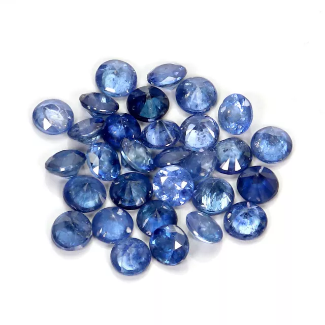 Round Cut Natural Diffused Blue Sapphire Africa 32pcs 7.86ct 3.7mm Lot Gemstone