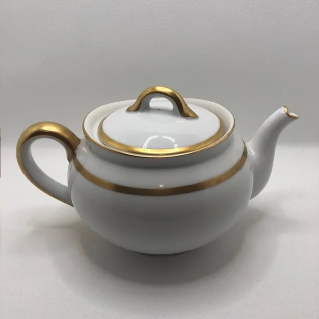 Noritake Chaumont White/Gold Tea Pot with Lid, RARE FIND