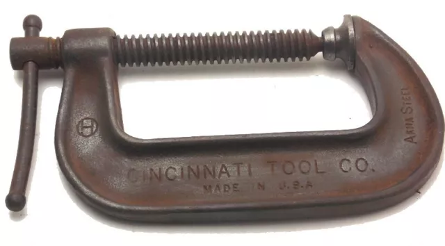 Vintage Cincinnati Tool Co No 540 4" Standard C-Clamp Arma Steel Made USA Used