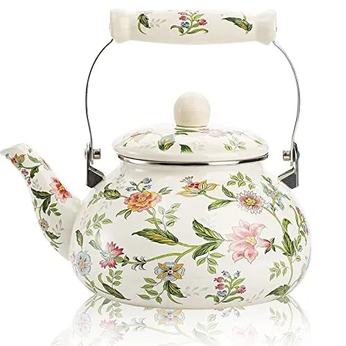 Floral Ceramic Enamel Teapot Tea Kettle For Stovetoplarge Porcelain Enameled Tea