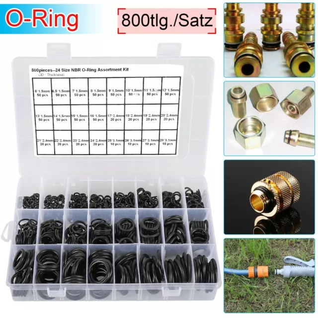 800 tlg O Ring Sortiment Dichtringe Oringe NBR Gummi Oring Dichtung Set O-Ringe