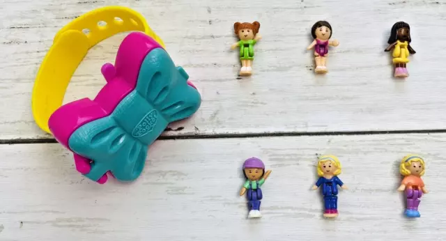 Vintage 1994 Polly Pocket Figure Dolls Bluebird-Set of 6 and Watch!