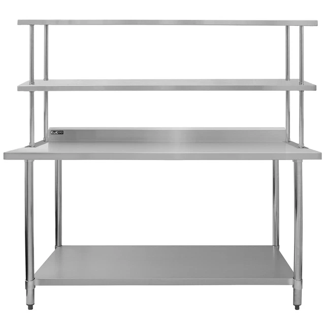 Catering Table Overshelf Double Prep Preparation Bench Stainless Steel