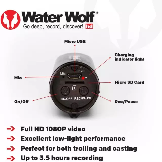 Water Wolf 2.0 Underwater Action Camera for Fishing - 1080p HD Underwater... 2