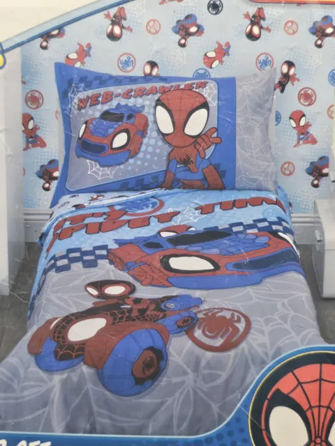Juego de cama de 3 piezas para niños pequeños Disney Jr Marvel Spidey and His Amazing Friends, nuevo