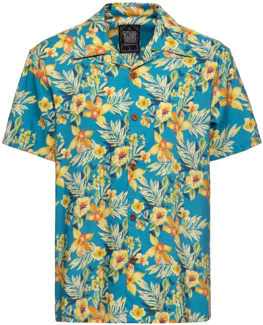 King Kerosin HIBISCUS Retro Tropical Herren 50s HAWAII HEMD Shirt Rockabilly