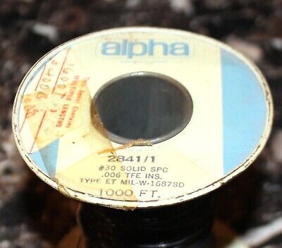Alpha Wire 30 AWG Solid Teflon Wire Wrap Black 1000 ft  Spool MIL-W-16878D