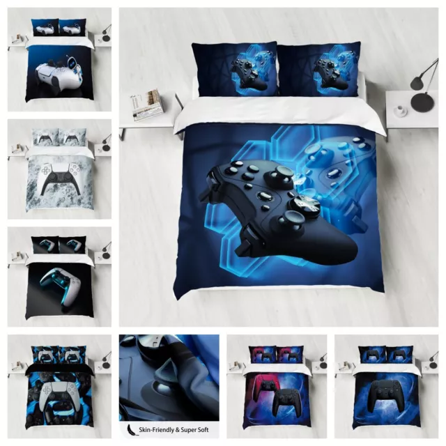 Gamer Gamepad Gray Bedding Set Duvet Cover Video Game Qulit Cover PillowCase