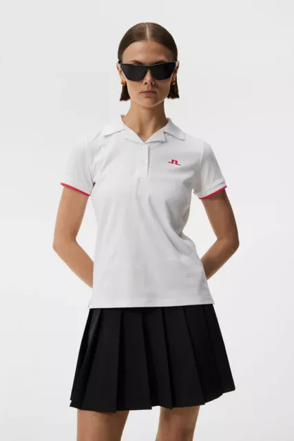 J Lindeberg Women's SOLANGE Golf POLO GWJT08097 0000 White Small NEW NWT