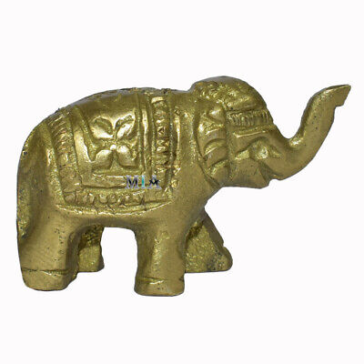 Brass Elephant Trunk Up Ethnic Golden Decoration Showpiece For Home & Table