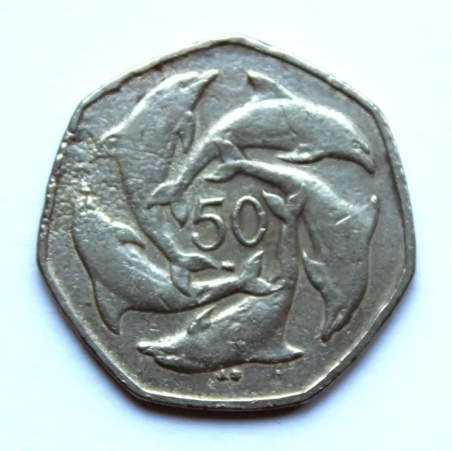 Gibraltar 2003 'Dolphins' 50P. Damaged Condition.