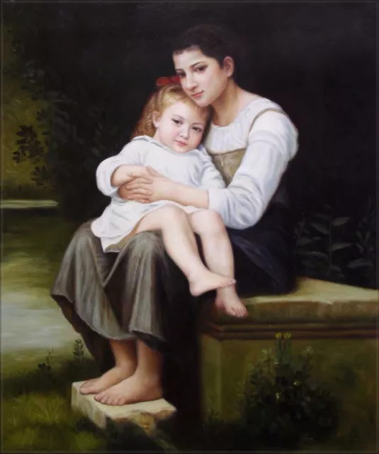 Framed Hand Painted Oil Painting Repro William Bouguereau Big Sister, 20x24in 2