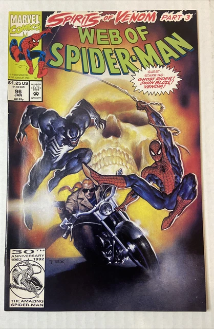 Web of Spiderman #96, Spirits of Venom part 3, Marvel 1992 Vintage Comic Book