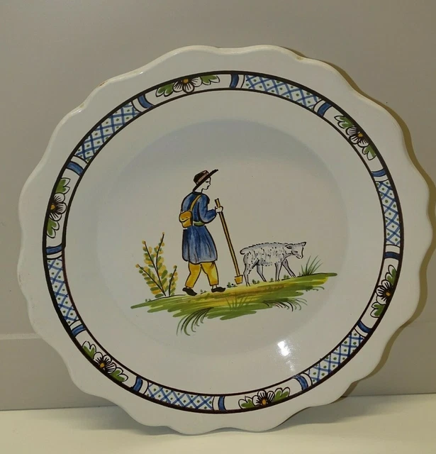 *ASSIETTE CERAMIQUE XXe décor CENTRAL BERGER et son MOUTON goût XVIIIe déco D
